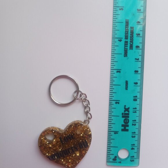 Gold flakes heart keychain - Picture 3 of 3